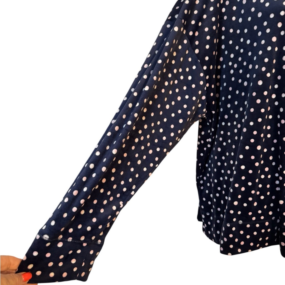 Nautica Women's Velour Navy Polka Dot Top   PLUS: 2X   #3 - Picture 3 of 9
